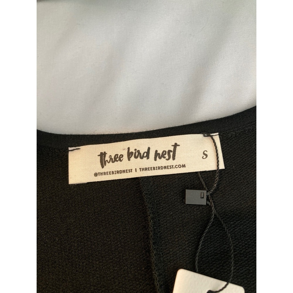 NWT Three Bird Nest Womens Black Ruffle Hem Tunic Dress Sz S Boho Flowy Oversize - Picture 4 of 10